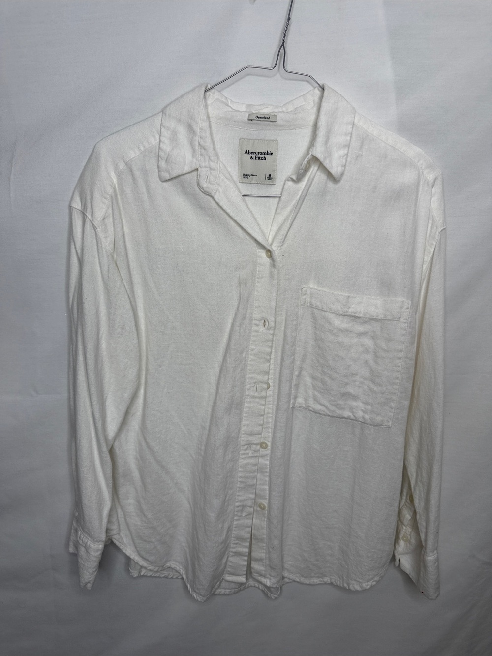Abercrombie & Fitch White Long Sleeve Button-Down Shirt